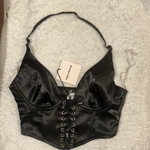 Superdown sexy black halter, crop type top. size XS.